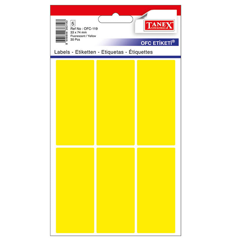 ETICHETE 33*74MM COLTURI ROTUNDE GALBENE 30/SET TANEX ETICHETE 33*74MM COLTURI ROTUNDE GALBENE 30/SET TANEX